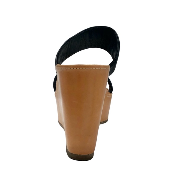 ROBERT CLERGERIE BLACK & TAN LEATHER PLATFORM WEDGES SIZE 8.5 - Picture 8 of 12